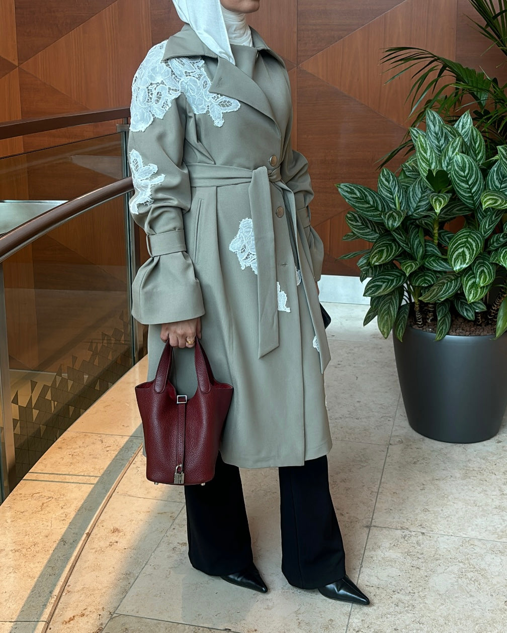 Lace trench coat
